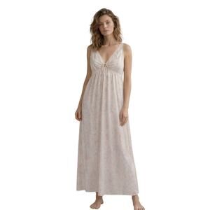 Miss Elaine Vintage Nightgown Floral Antron Nylon Lace Keyhole Large